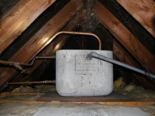 Asbestos Cement water tank found in loft of a property in Newport